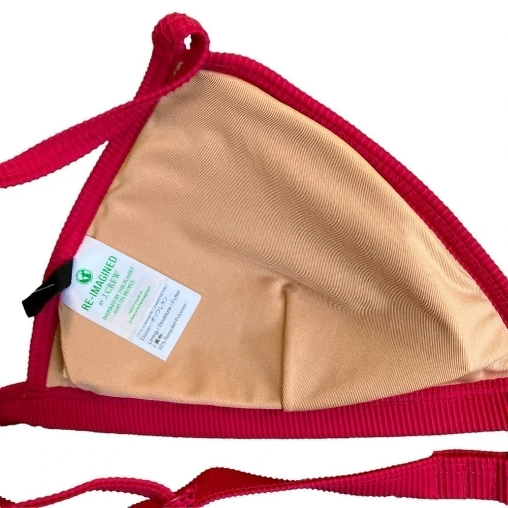 NWT J. Crew Ribbed Triangle Bikini Top Wild Hibiscus Pink Sz XXL
